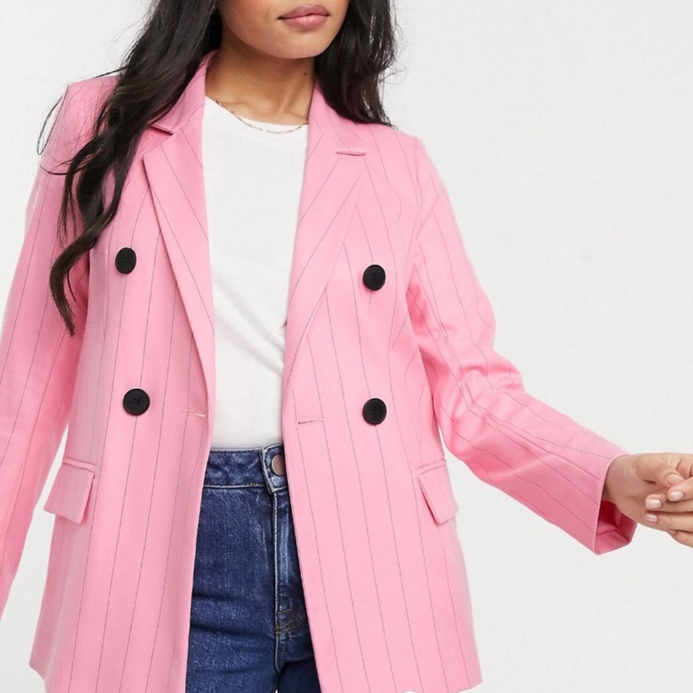 River Island Pin Striped Jackets & Coats | Pink Blazer